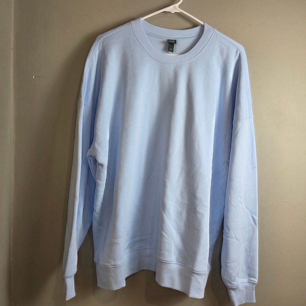 Western Coastal Cowgirl Embroidered Cowboy Boot Oversized Sweatshirt Blue M - Picture 3 of 6